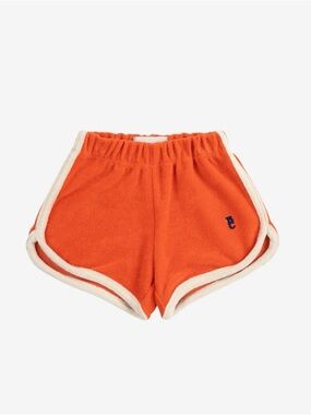Bobo Choses Red Terry Cloth Retro Shorts with Cream Trim